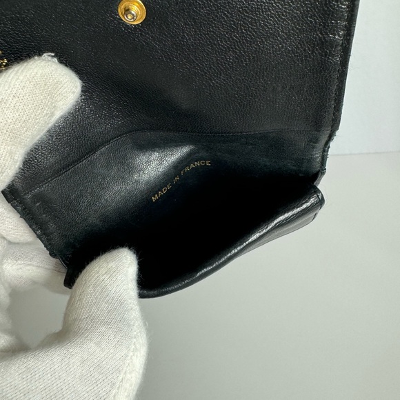COPY - 100% Authentic CHANEL Calf Skin Bifold Wallet Black CC Compact Coin Stit… - Picture 8 of 14